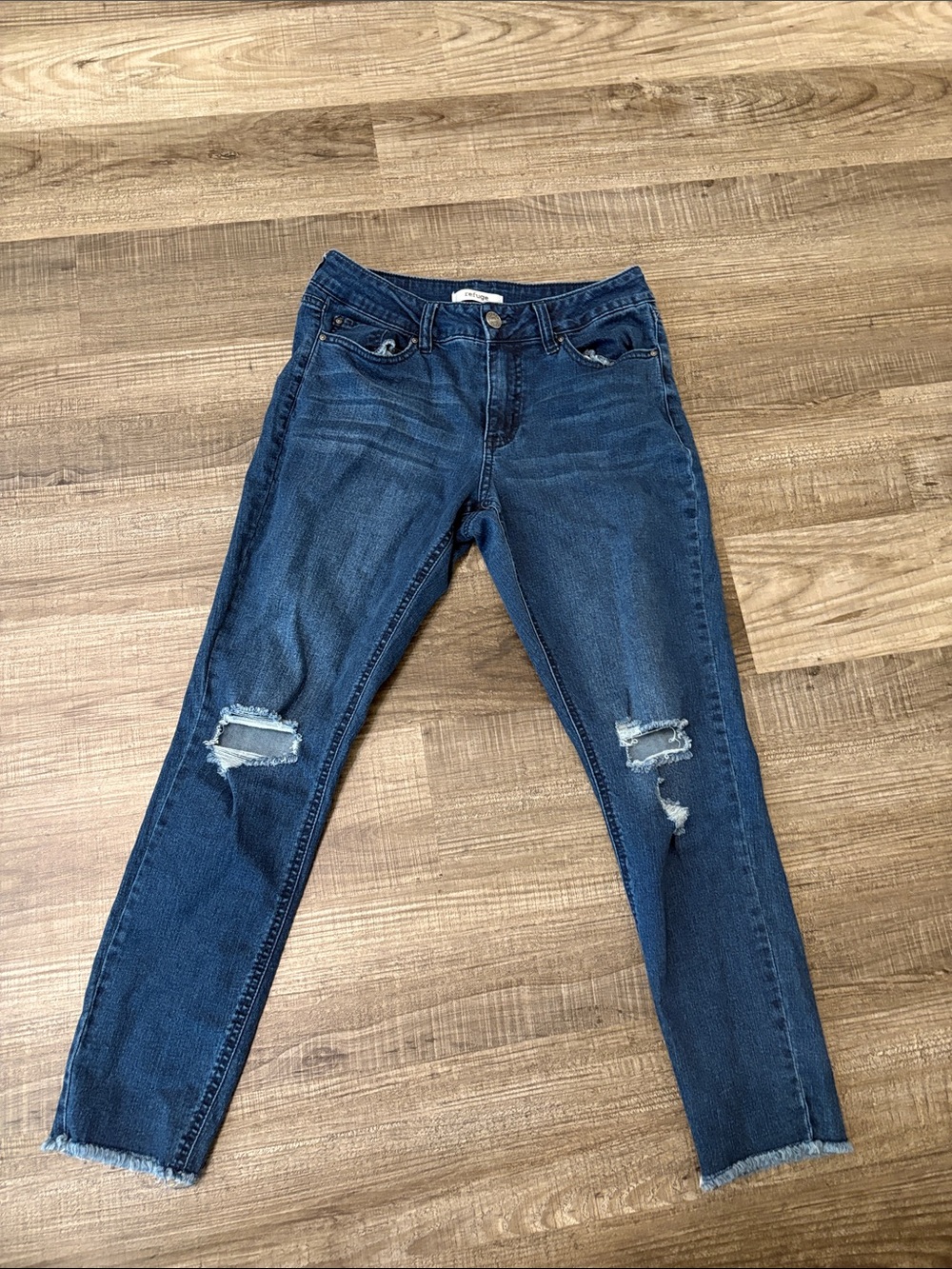 refuge Dark Blue Ripped Skinny Jeans